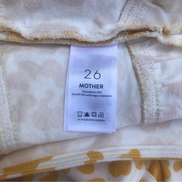 MOTHER NWT Women's Yellow/White Floral Leopard The Ruffle Denim Mini Skirt 26 - Picture 10 of 16